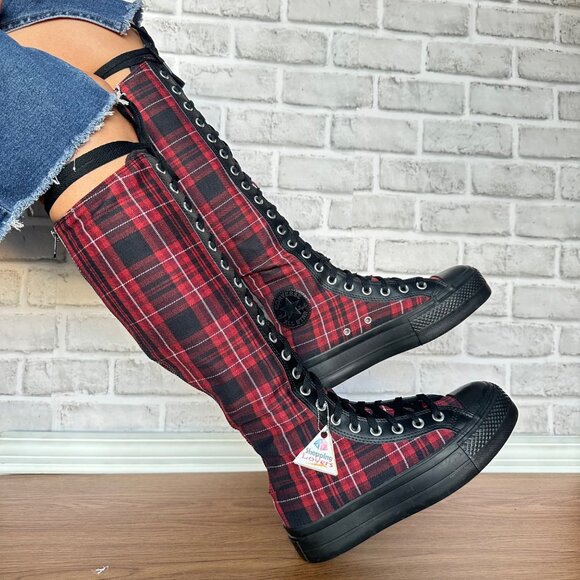 ❤️Converse Chuck Taylor Lift XXHi Platform Plaid 6.5 Women's Boots Black A17685C - Picture 3 of 9